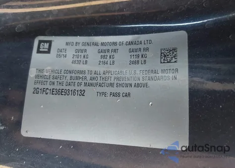 2014 Chevrolet Camaro 2Lt from USA, damaged, VIN 2G1FC1E36E9316132